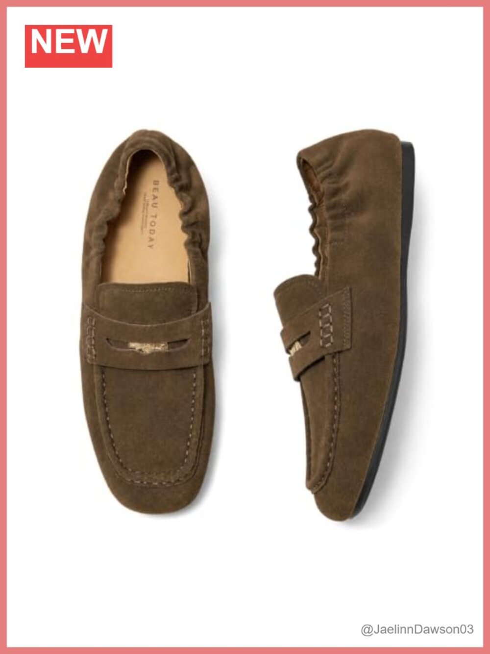 Genuine Cow Suede Square Toe Penny Loafers Slip On Flats